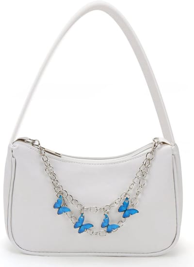 Coole schoudertas voor meisjes van 10 tot 12 jaar, met vlinderketting van PU-leer, trendy handtas als cadeau-idee voor kinderen en tieners, perfect voor school en uitjes