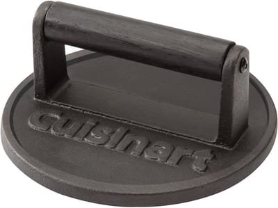 Cuisinart Hamburgerpers 17 cm - Smash Burger Pers van Gietijzer - Hamburger Maker Zwart - 846 gram
