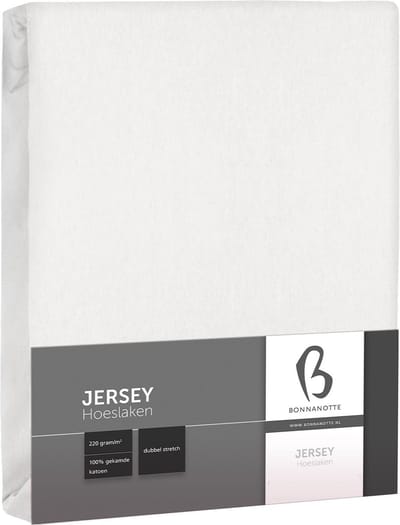 Bonnanotte Hoeslaken Jersey Dubbel Stretch White 120x200 t/m 140x220