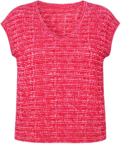 Studio Untold - Dames - T-shirt oversized structuur V-hals - Appelrood - Maat 50+