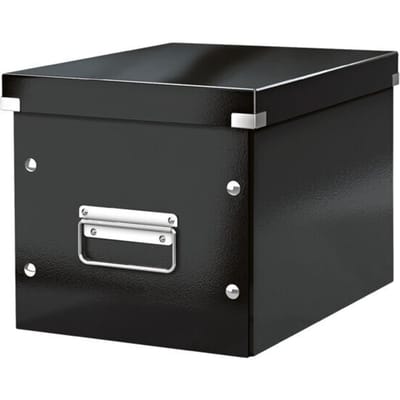 Leitz Wow Click & Store Kubus Middelgrote Opbergdoos - 80% Gerecycled Karton - 26 x 24 x 26 Cm (BxHxD) - Zwart