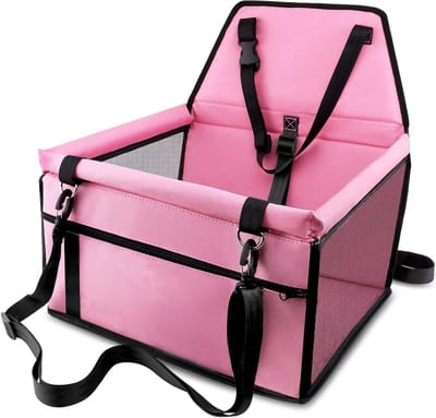 Hondenautostoel - Hondenmand Auto - Veilig Reizen - Waterdicht & Inklapbaar - 40x30x25 cm - Roze