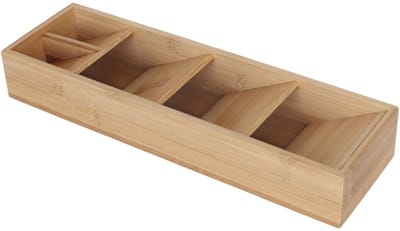 Bestekbak - 5 vakken - 6x40x12 cm - bamboe