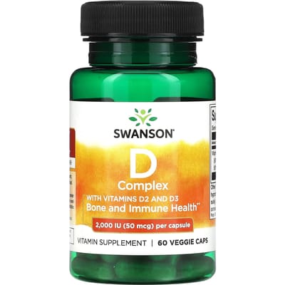 Bevat vitamine D2 en vitamine D3, 50 mcg (2.000 IE), 60 Vegetarische Capsules