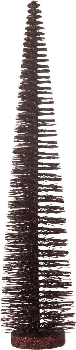 J-Line decoratie Kerstboom Glitter - kunststof - bordeaux Medium