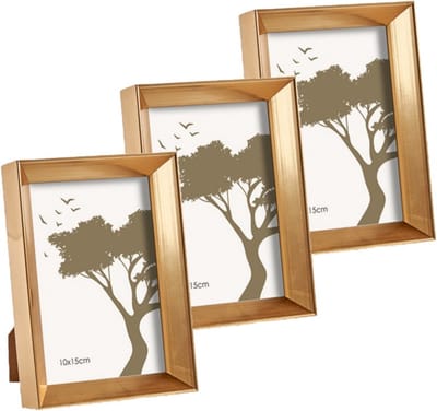 Arte r Fotolijstje - 3x stuks - goud - kunststof - voor foto van 10 x 15 cm - fotolijst