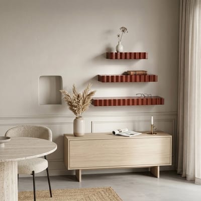 Wandplank Weaves - Donkerbruin Metaal - 30x5x15 cm (BxHxD) - Golvende Rand