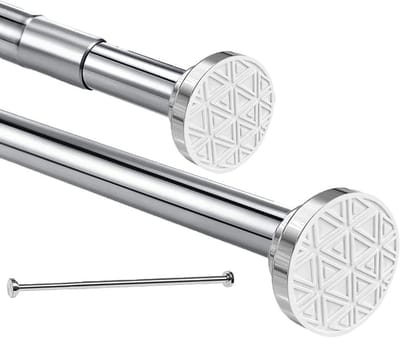 Dailygoods- Gordijnroede Uitschuifbaar - Roestvrij Staal - Zonder Boren - Geschikt voor Vitrage/Douchegordijnen - Matte Afwerking - 50-200 cm - Gordijnstang