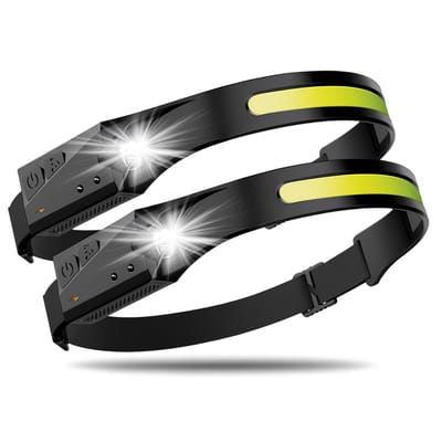 Hoofdlamp LED oplaadbaar - 2 Pack - 6 standen - Verstelbaar - 150 meter - Koplamp voor Camping - Militaire stijl - Waterdicht - Proskill
