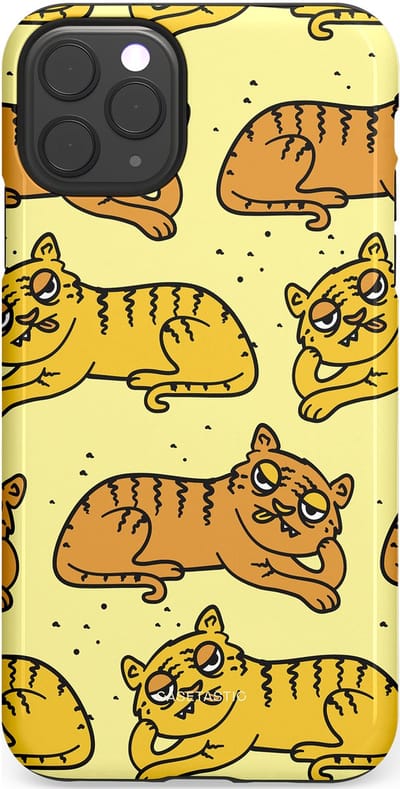 Casetastic hoesje geschikt voor Apple iPhone 11 Pro Max - Dubbellaagse bescherming - Tijger dromen - Fashion Case - Crème Goud Olijfgroen