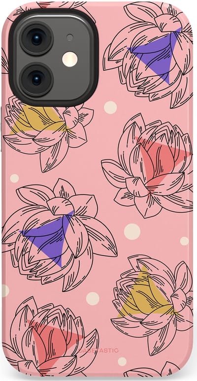 Casetastic Hoesje Geschikt voor Apple iPhone 12 Mini - Stijlvolle Beschermende Duo-layer Case - Bloemen Pastel Roze