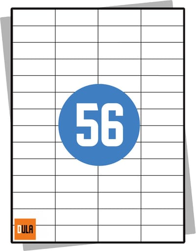 DULA Etiketten - Stickervellen A4 - 56 stickers per vel - 52,5 x 21,2 mm - 100 vel