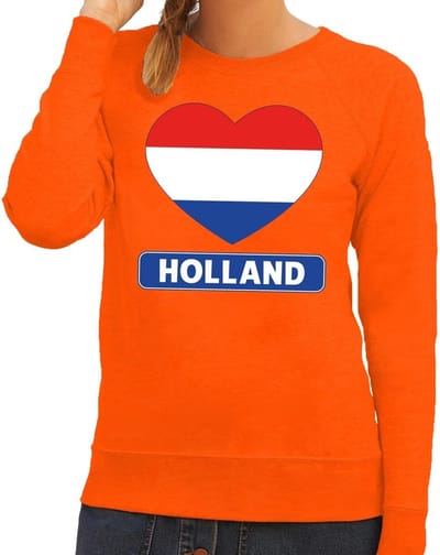 Oranje Holland hartjes vlag - trui - sweater - voor dames - supporters - kleding - Koningsdag S