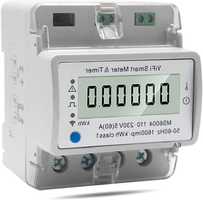 Slimme Energiemeter - Stroommonitor Kwh - Energieverbruik Meten - App Bediening - 60A - Grijs