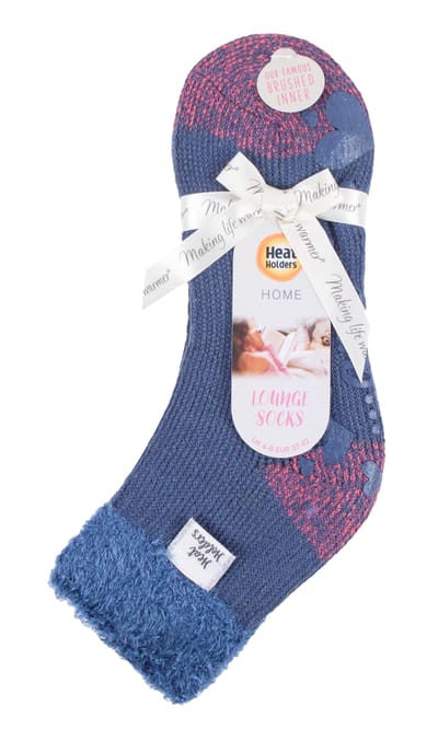Heat Holders - Bedsokken voor dames met veren bovenkant - Gedempt Blauw (L Veer)