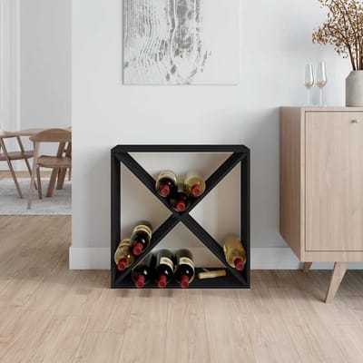 vidaXL - Wijnkast - 62x25x62 - cm - massief - grenenhout - zwart