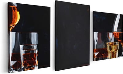Artaza Canvas Schilderij Drieluik Sterke Alcohol Drank - Glazen - 120x60 - Foto Op Canvas - Canvas Print