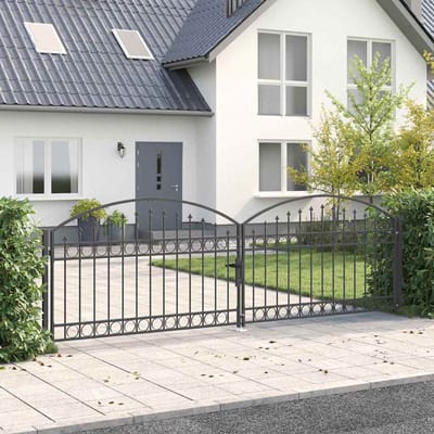 vidaXL - Hekpoort - ASSEN - 401 - x - 175,5 - cm - Staal - Grijs - Vergrendelbaar