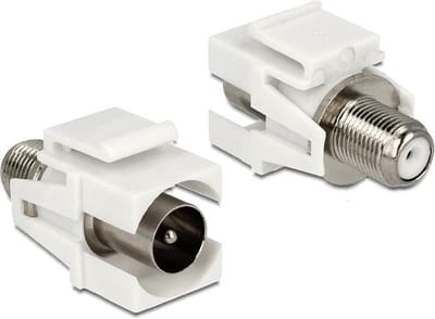 Keystone F-connector vrouwelijk - verzonken Coax mannelijk module wit