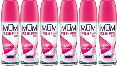 Mum | 6 x deoroller Fresh Pink Rose | 0% alcohol | anti perspirant | 6 x 50 ml