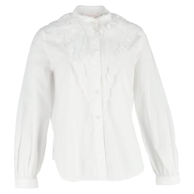 See by Chloé Broderie Anglaise Flounces Shirt in White Cotton