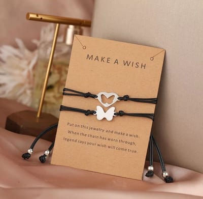 Akyol - Make a wish armband-zussen armband-moederdag-armband voor 2- armband– armband voor moederdag - moederdag armband - moeder dochter armband -moeder en dochter armband -cadeau voor moeder -dochter moeder cadeau – armband 2 stuks – vlinder