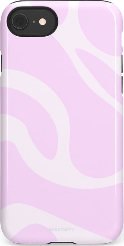 Casetastic hoesje geschikt voor Apple iPhone SE / Apple iPhone 7 / Apple iPhone 8 - Dubbellaagse bescherming - Vrolijk Roze Suikerspin Curves - Fashion Case - Lichtroze Wit