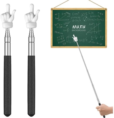 TOVBMUP Intrekbare Wijzer - 2-Pack - Mini Intrekbare Vingerwijzers geschikt voor in de Klas - Geschikt voor Basisschool/Kleuterschool - Tot 55 cm - Zwart