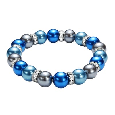 Behave - Rekarmband parel blauw grijs steentjes - trendy kleuraccent