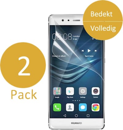 2x Screenprotector geschikt voor Huawei P9 - Glas PET Folie Screenprotector Transparant 0.2mm 9H (Full Screen Protector)