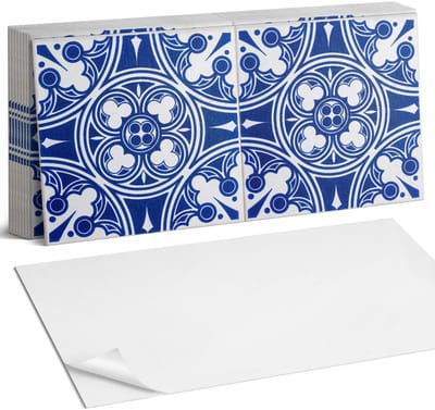Coloray Plaktegels - Patroon met geometrische motieven Zelfklevende Wandtegels - 40 cm x 20 cm - Blauw Plaktegels - 10 stuks - Rechthoek PVC Tegels - Plaktegels Badkamer - Vloertegels Zelfklevend - Vinyl Tegels - Portugese Tegels