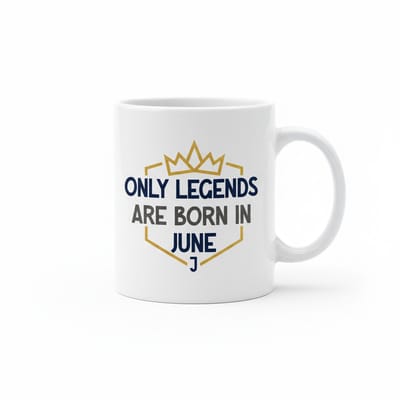 Only Legends Are Born in June Mok – Verjaardag Quote met Kroon Design Koffiemok – 330 ml Keramische Mok