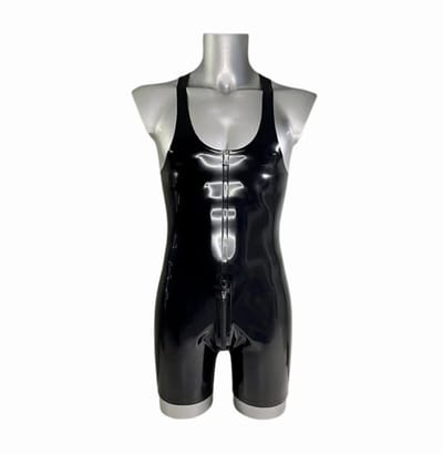 Latex rubberen bodysuit - Open kruis en billen functie - Rits - 100% Latex - Jumpsuit