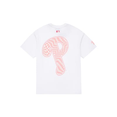 T-shirt unisexe MLB Philadelphia Phillies Imprimé Lettres Vintage Col Rond Manches Courtes Hauts Blanc 3ATSO0233-10WHS L white