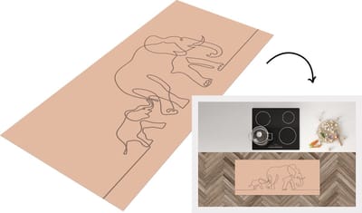 Keukenloper - Loper keuken - Olifant - Simpel - Minimalisme - 120x50 cm - Keukenloper vinyl