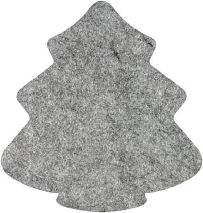 Kerstboom vilt onderzetters - Gemeleerd grijs - 6 stuks - 11 x 10 cm - Kerst onderzetter - Tafeldecoratie - Glas onderzetter - Woondecoratie - Tafelbescherming - Onderzetters voor glazen - Kerst tafelen - Woonaccessoires - Tafelaccessoires
