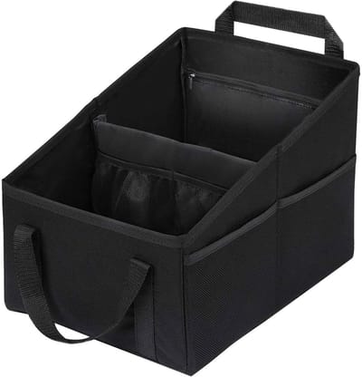 GELLDG Auto Organizer Kofferbak - Auto Organizer - Autostoel Organizer - Opvouwbare Kofferbaktas - Anti-Slip Ontwerp - Met tussenschotten, handgrepen en meerdere gaasvakken - Zwart