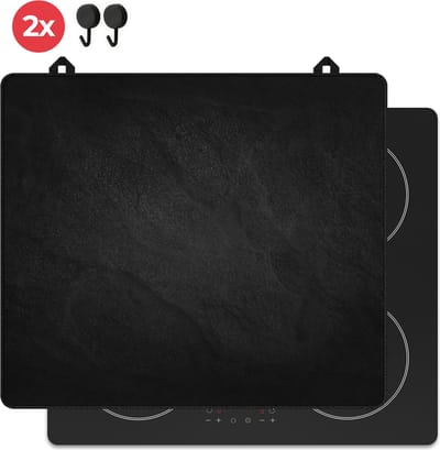 KitchyMist Inductie Beschermer 60x52 cm - Stenen Muur in het Zwart - Kookplaat Beschermer - Afdekplaat voor Kookplaat - Inductie Mat - Spatscherm Achterwand Keuken