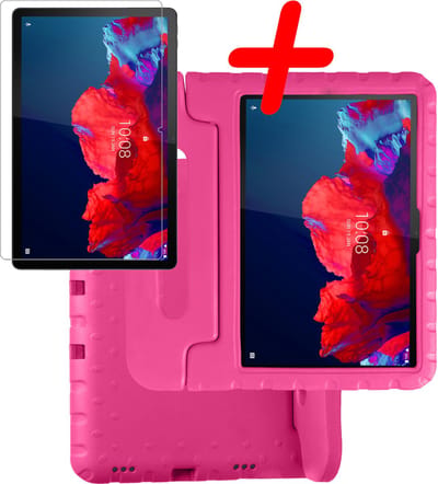 Hoesje Geschikt voor Lenovo Tab P11 Plus - Met Screenprotector - Kinderhoes Shockproof Bumper - Kidsproof Case - Tablet Hoes - Kinder Hoes Cover - Roze