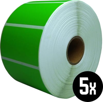 DULA Compatible Zebra Labels 57x32mm - 1500 etiketten per rol - kern 25mm - Groen - Permanent - 5 ro