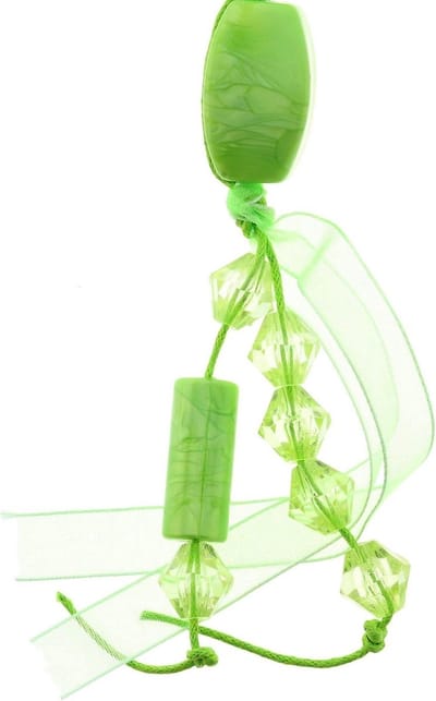 Behave - Groene Lange Kralen Ketting van Touw met Hanger - 68 cm - Trendy en Speels