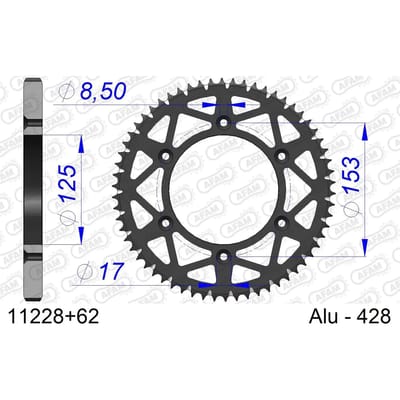Tandwiel Afam 428 62 dents