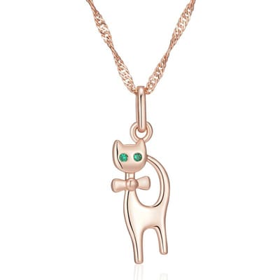 Collier Pendentif Chat Mignon Pour Filles Couleur Or Rose Zircon Naturel Accessoires Cadeaux de Noël Enfants Bijoux Animaux beige