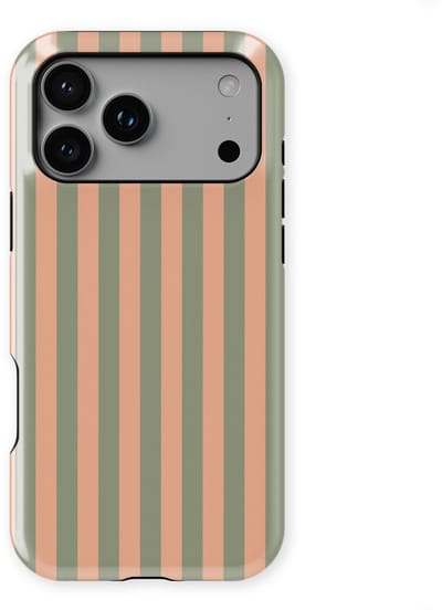 DripCase Gestreept Hoesje geschikt voor iPhone 17 Pro | Backcover met Mag | Stripes Motief | Trendy Case geschikt voor iPhone 17 Pro met Strepen Sweet Sage