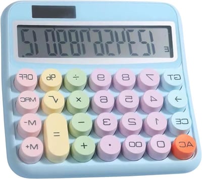 Bureaurekenmachine - Optelmachine - Dagelijks Rekenwerk - Grote Toetsen - 12 Cijfer LCD - Blauw