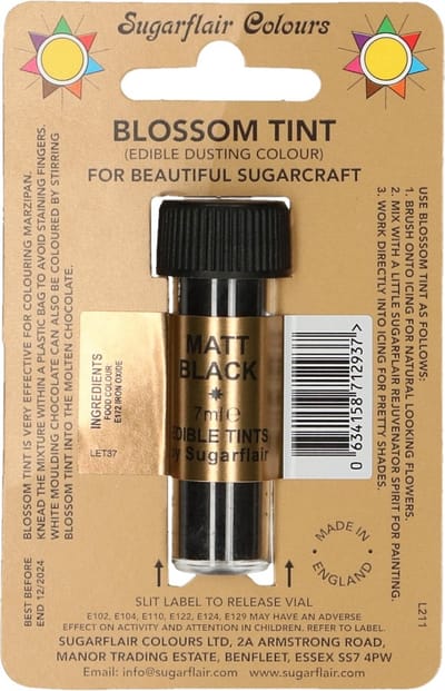 Sugarflair Eetbare Kleurpoeder - Matzwart - 7ml - Voedingskleurstof
