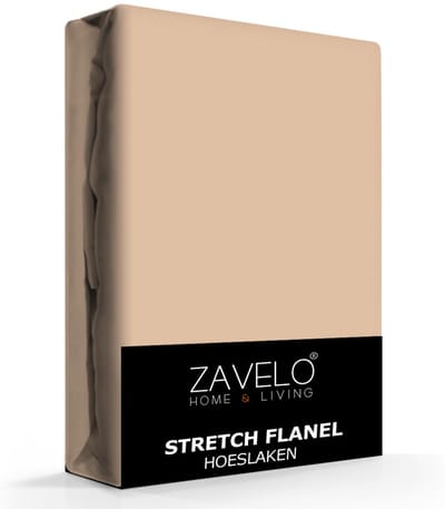 Zavelo Stretch Flanel Hoeslaken Zand-1-persoons (90x220 cm)