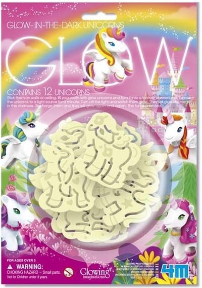 4M Glow In The Dark Stickers - Eenhoorn - Creatief Speelgoed - 12 Unicorns - Muurdecoratie Kids - 3+