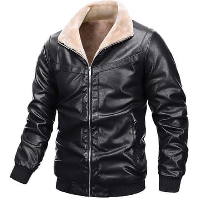 Winter Heren Leren Jas Fleece Leren Jas, Verdikte Jas Herenjas 5XL