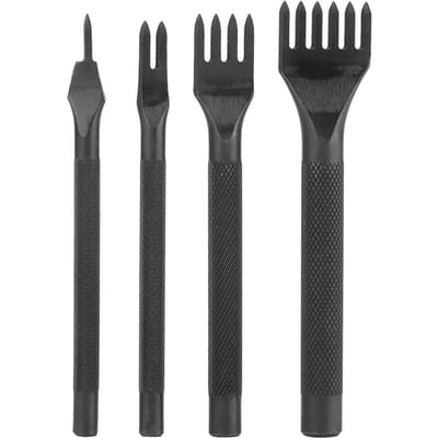Ensemble de 4 pièces Outils de couture Perforateur de cuir DIY Kit d'artisanat fait main(1+2+4+6 dents)